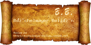Büchelmayer Belián névjegykártya